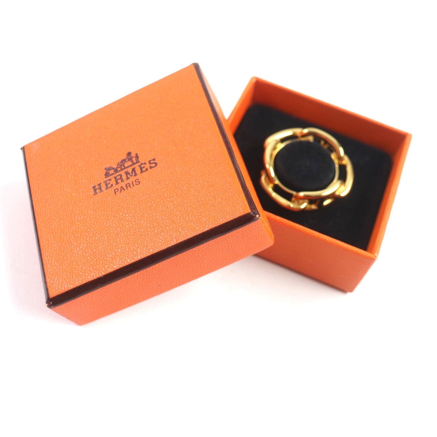 HERMES Scarf ring ― gold Lugate Chene Dunkle