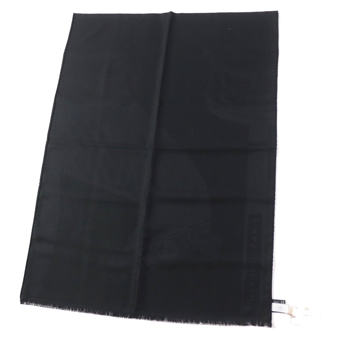 HERMES shawl cashmere black Cheval a la Couverture Rectangle Horse Blanket