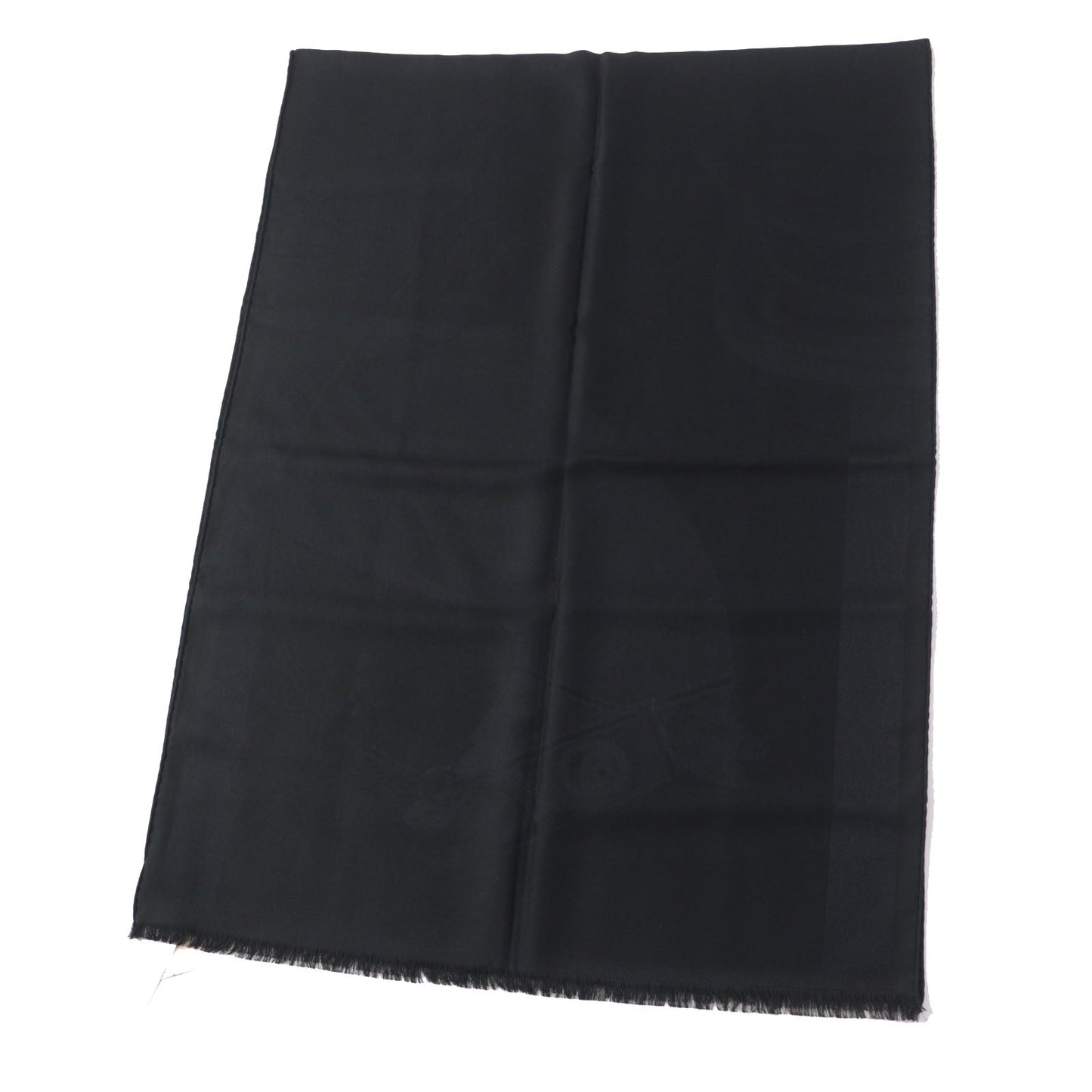 HERMES shawl cashmere black Cheval a la Couverture Rectangle Horse Blanket