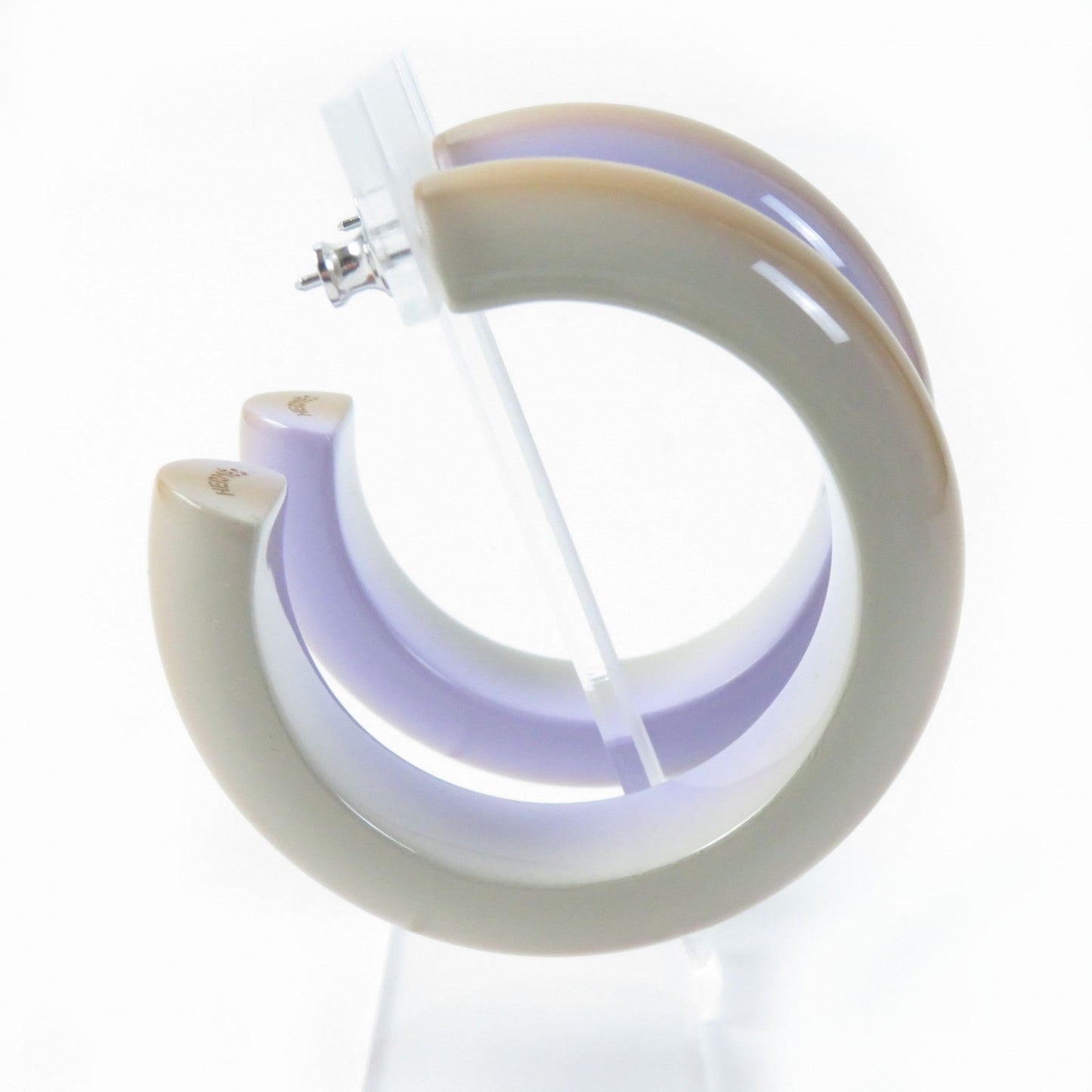 HERMES Pierce Lakkawood Lila Stand Earrings Fusion PM