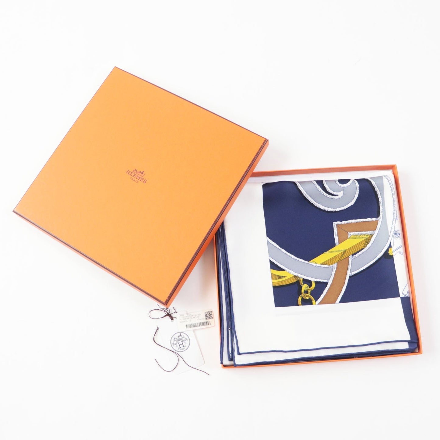 HERMES scarf Main: 100% silk HG/MARINE/BLANCO/OR The Art of Rulership Carre90 Women Used