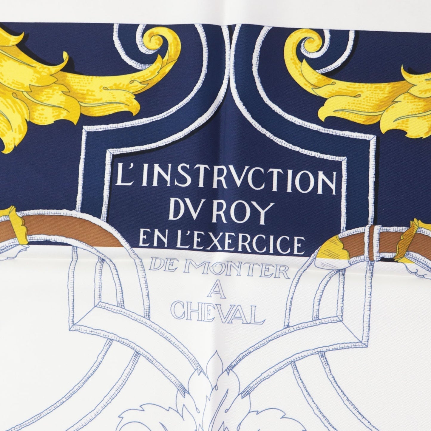HERMES scarf Main: 100% silk HG/MARINE/BLANCO/OR The Art of Rulership Carre90 Women Used