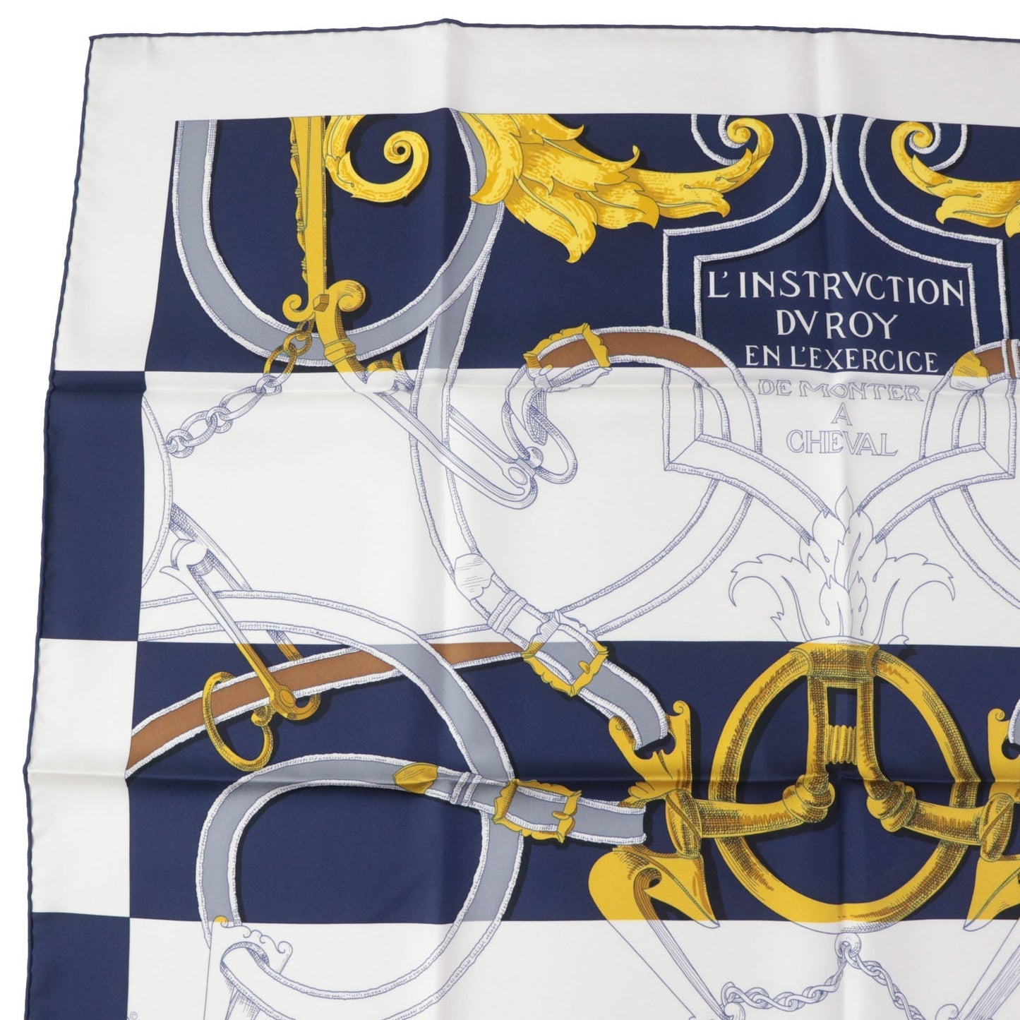 HERMES scarf Main: 100% silk HG/MARINE/BLANCO/OR The Art of Rulership Carre90 Women Used