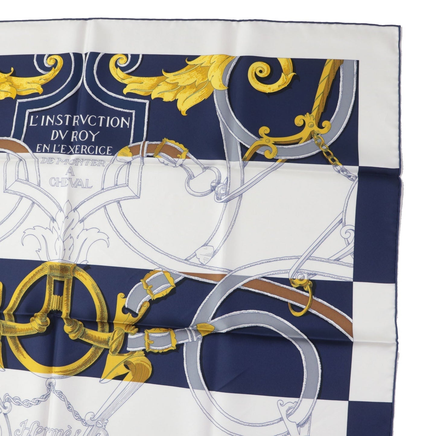 HERMES scarf Main: 100% silk HG/MARINE/BLANCO/OR The Art of Rulership Carre90 Women Used