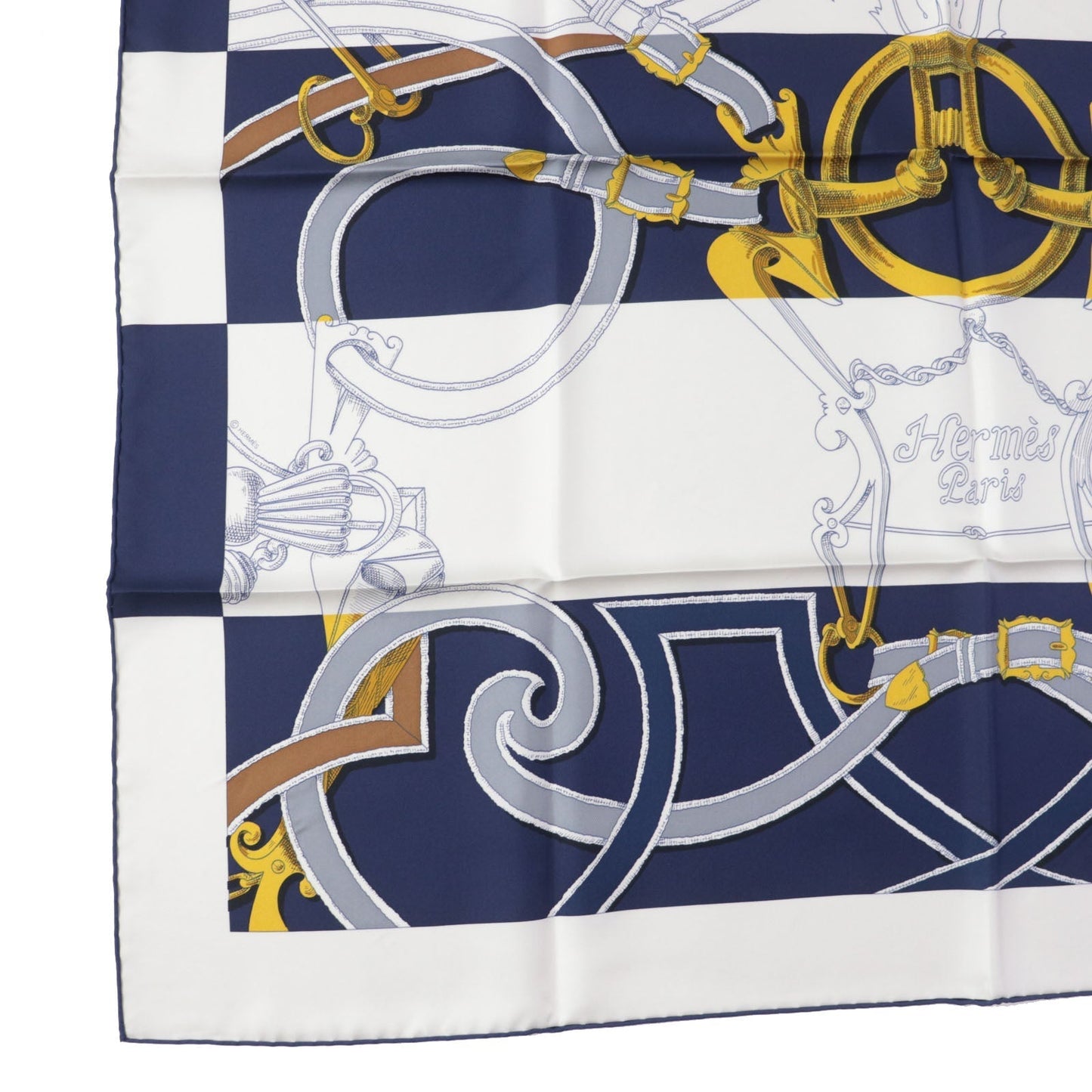 HERMES scarf Main: 100% silk HG/MARINE/BLANCO/OR The Art of Rulership Carre90 Women Used