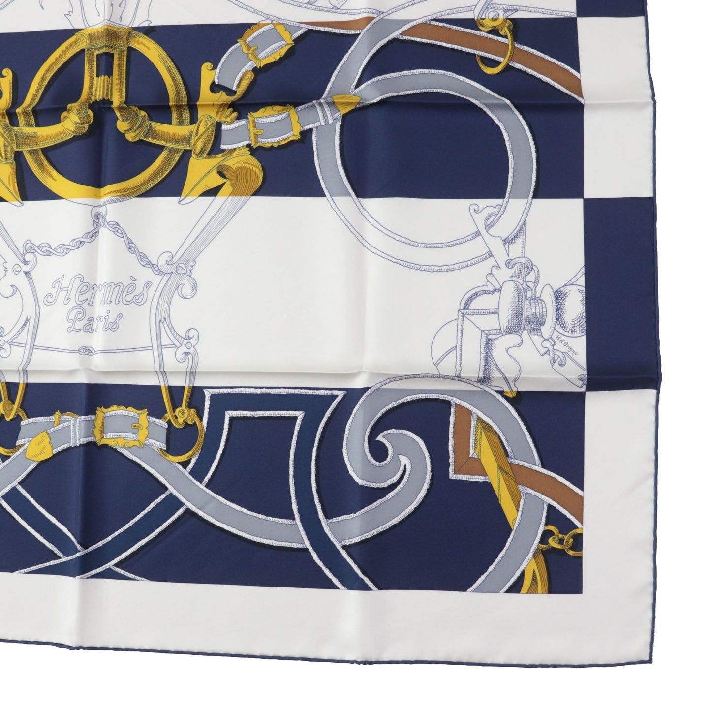HERMES scarf Main: 100% silk HG/MARINE/BLANCO/OR The Art of Rulership Carre90 Women Used