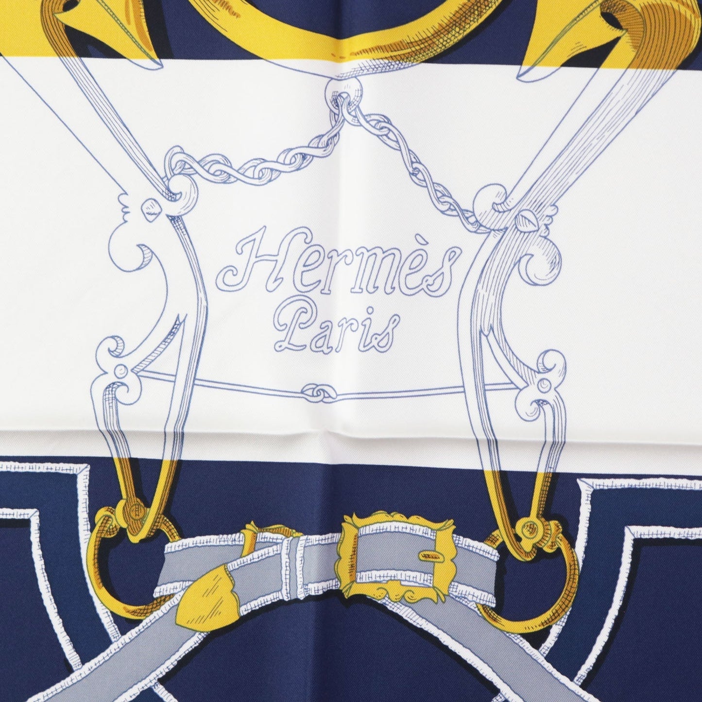 HERMES scarf Main: 100% silk HG/MARINE/BLANCO/OR The Art of Rulership Carre90 Women Used