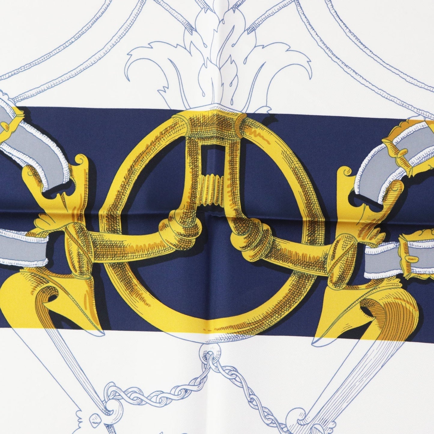 HERMES scarf Main: 100% silk HG/MARINE/BLANCO/OR The Art of Rulership Carre90 Women Used