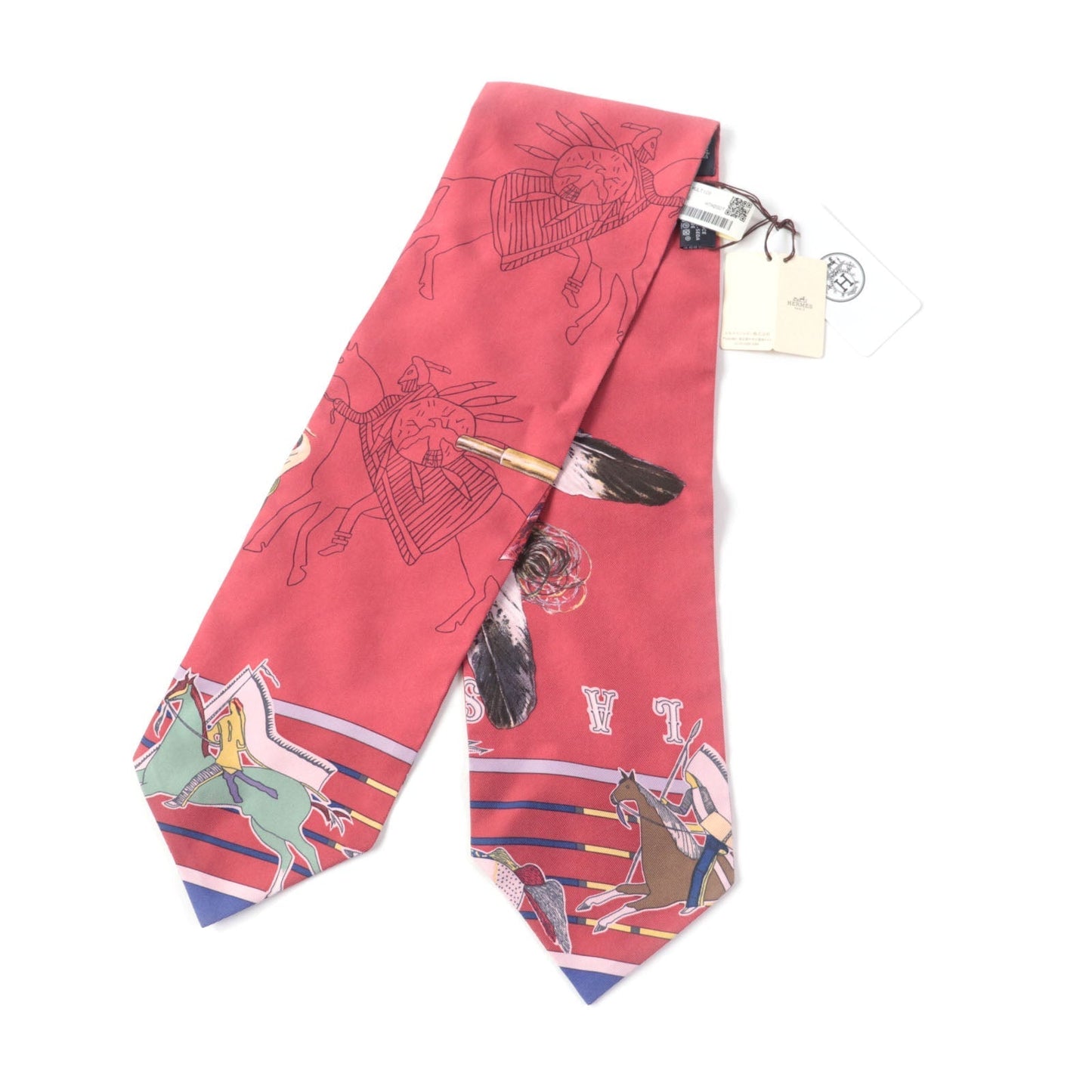 HERMES scarf Main: 100% silk MULTICO/ROUGE PANI LA SHAR PAWNEE Pawny Chief Twill up Women Used