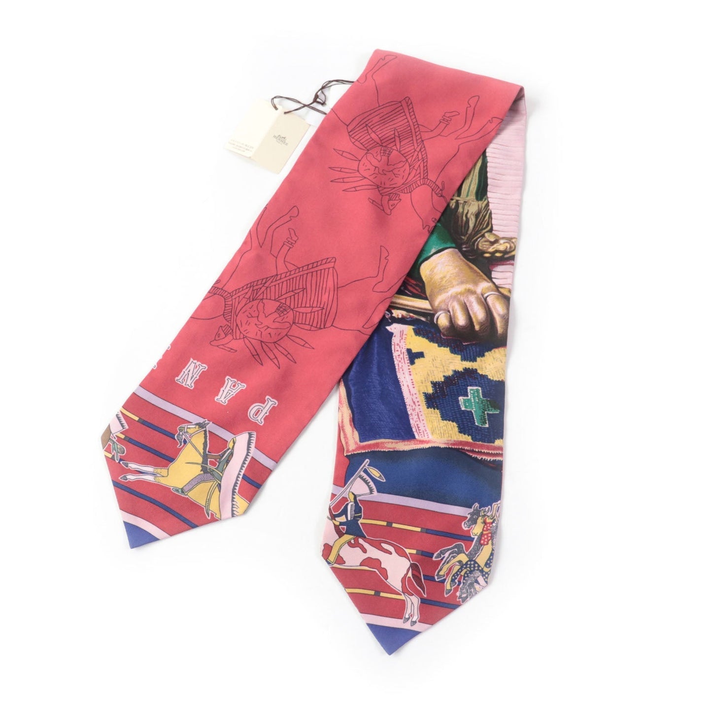 HERMES scarf Main: 100% silk MULTICO/ROUGE PANI LA SHAR PAWNEE Pawny Chief Twill up Women Used
