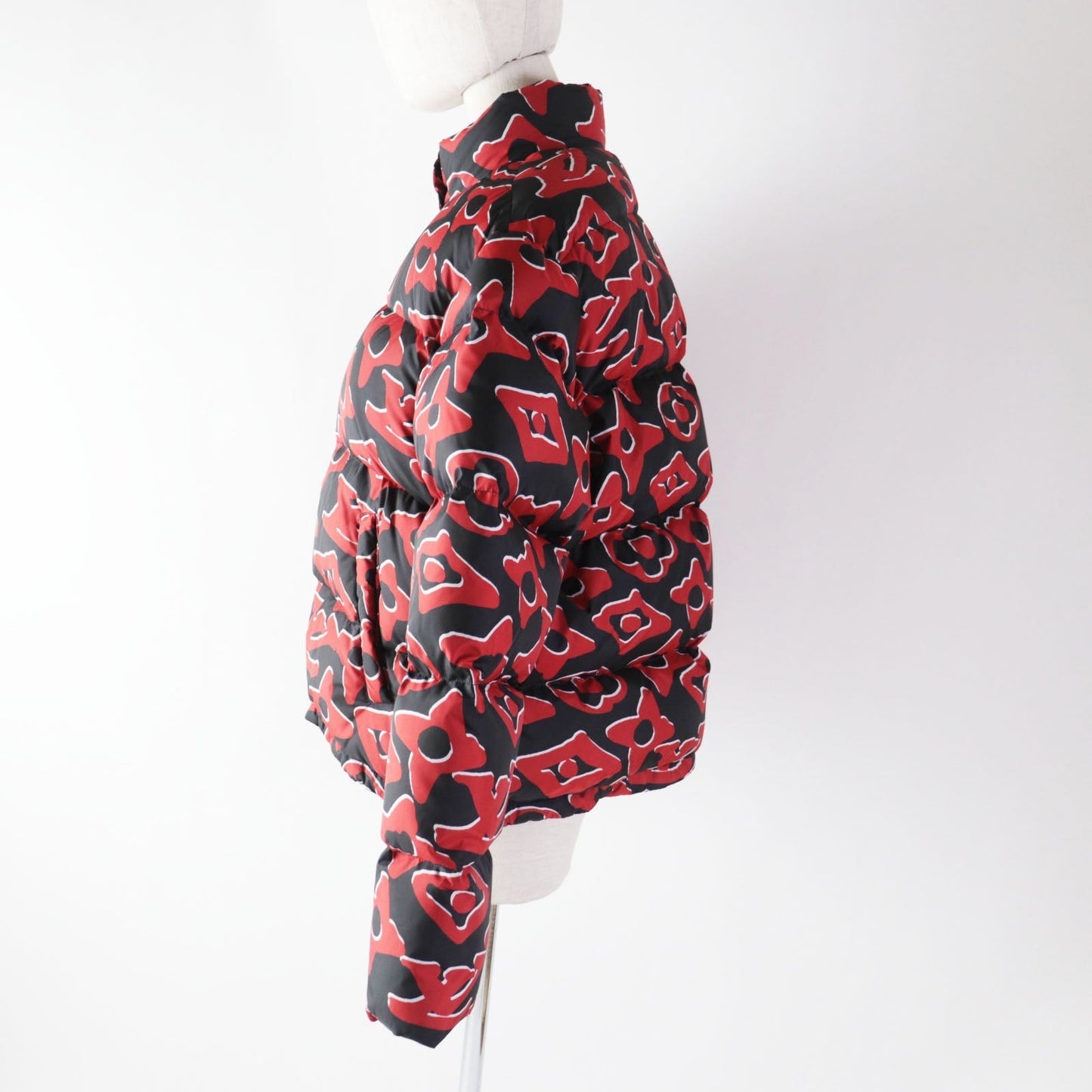 LOUIS VUITTON Down jacket polyester Red black Tufted monogram 38