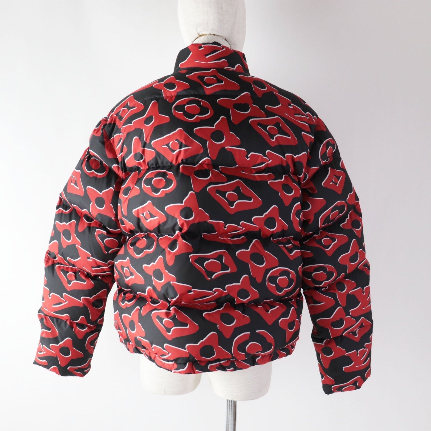 LOUIS VUITTON Down jacket polyester Red black Tufted monogram 38