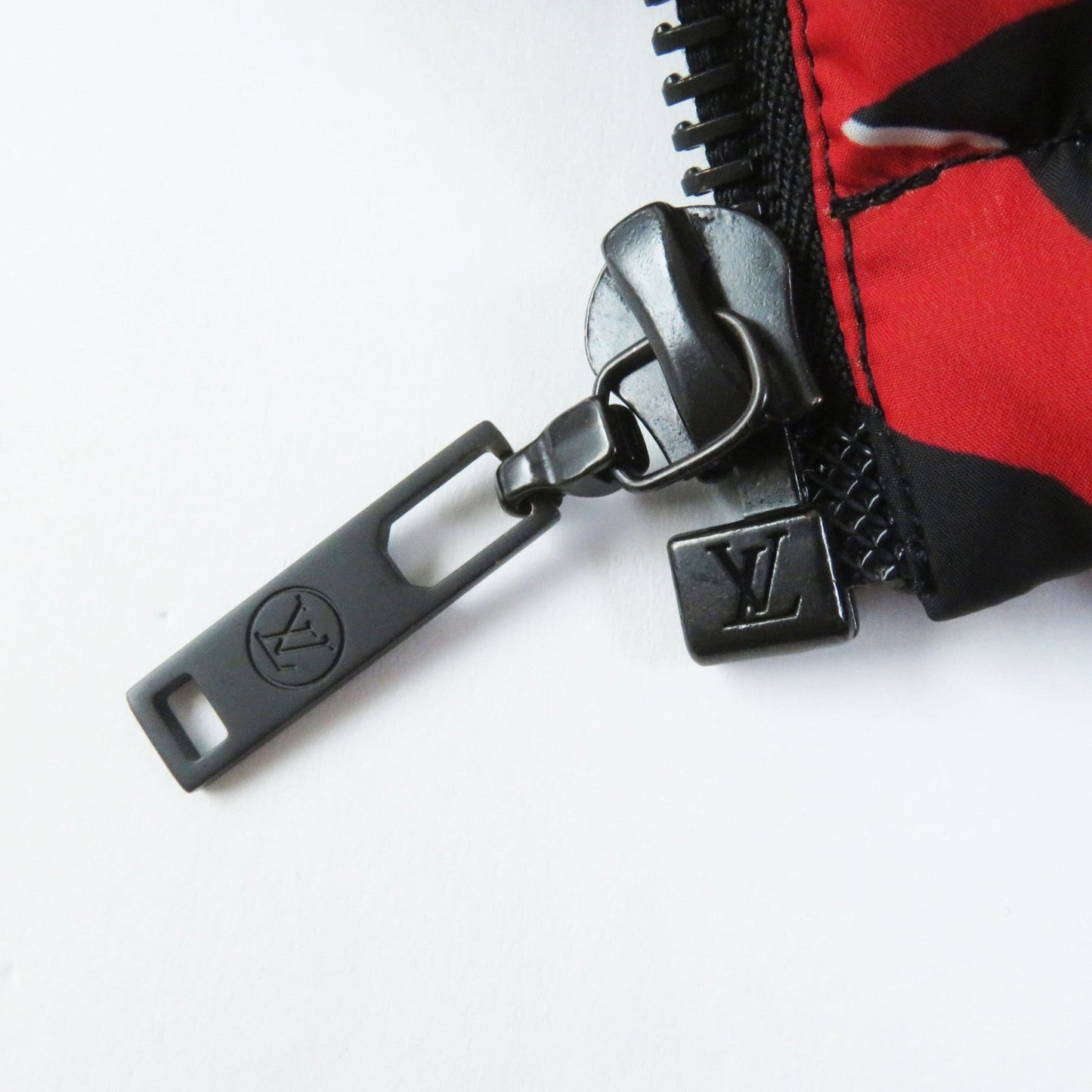 LOUIS VUITTON Down jacket polyester Red black Tufted monogram 38