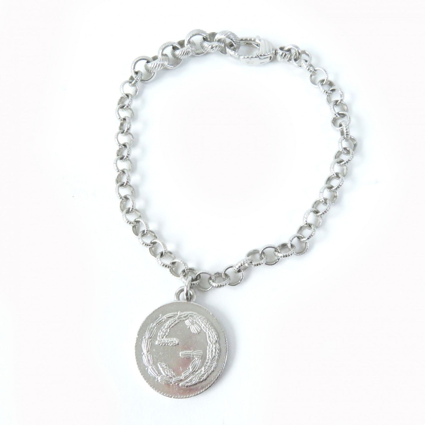 GUCCI bracelet 433499 AG925 Silver Interlocking G BEE Coin 18