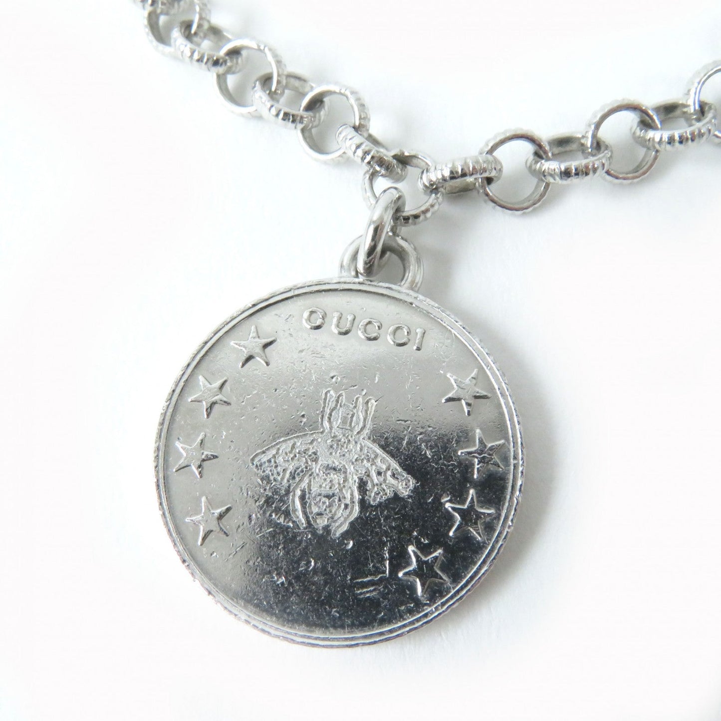 GUCCI bracelet 433499 AG925 Silver Interlocking G BEE Coin 18