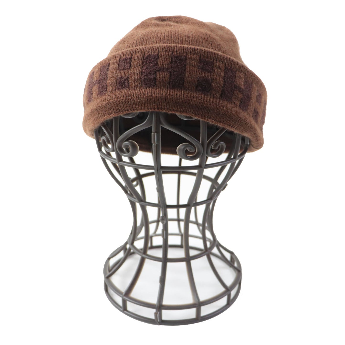 HERMES Knit cap cashmere Brown