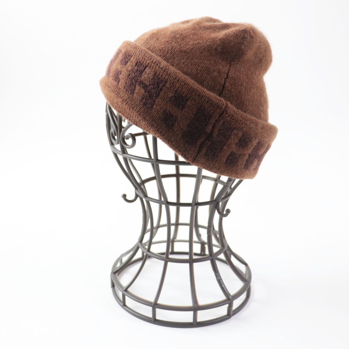 HERMES Knit cap cashmere Brown