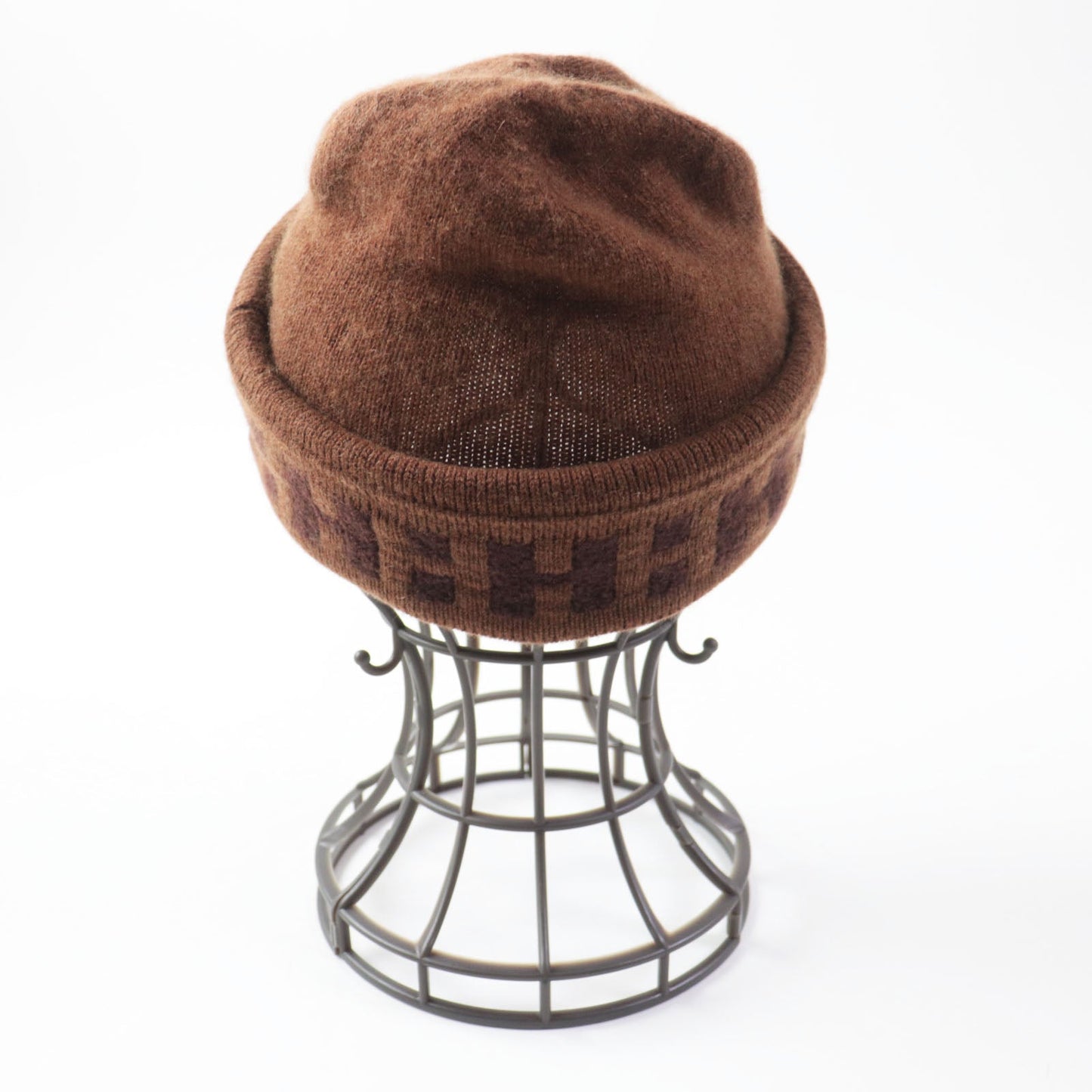 HERMES Knit cap cashmere Brown