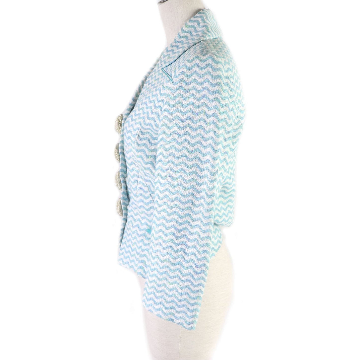 LOUIS VUITTON blazer Rayon Light blue Tweet Jacket Chevron stripe decorative buttons 34