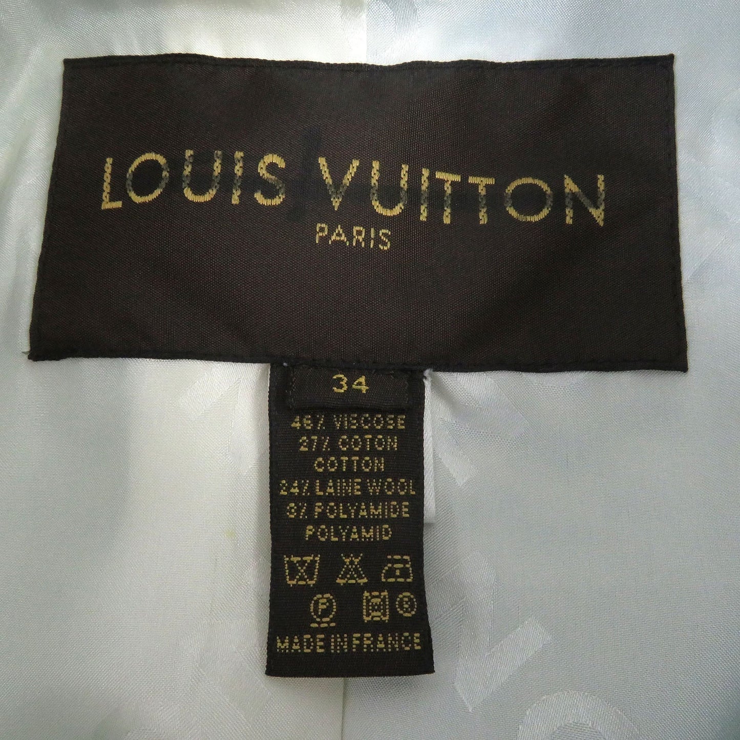 LOUIS VUITTON blazer Rayon Light blue Tweet Jacket Chevron stripe decorative buttons 34