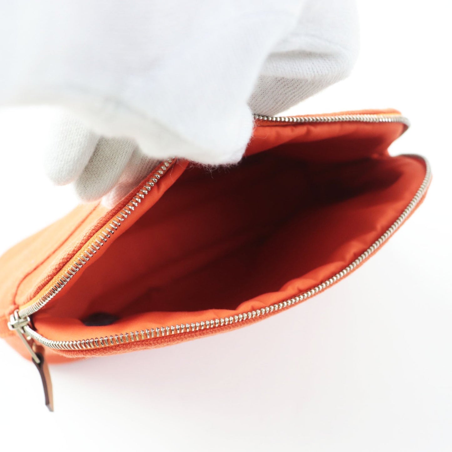HERMES Pouch cotton Orange Bored Pouch PM