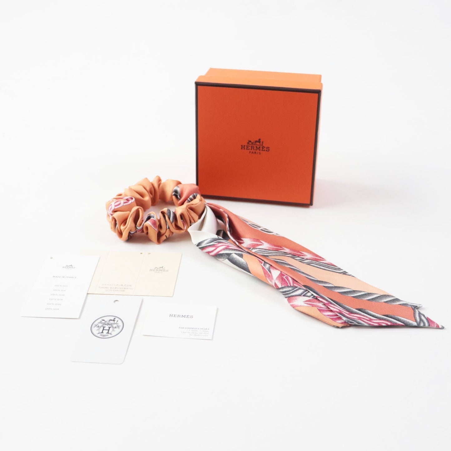 HERMES hair accessory silk Orange type Bella ROBE DU SOIR