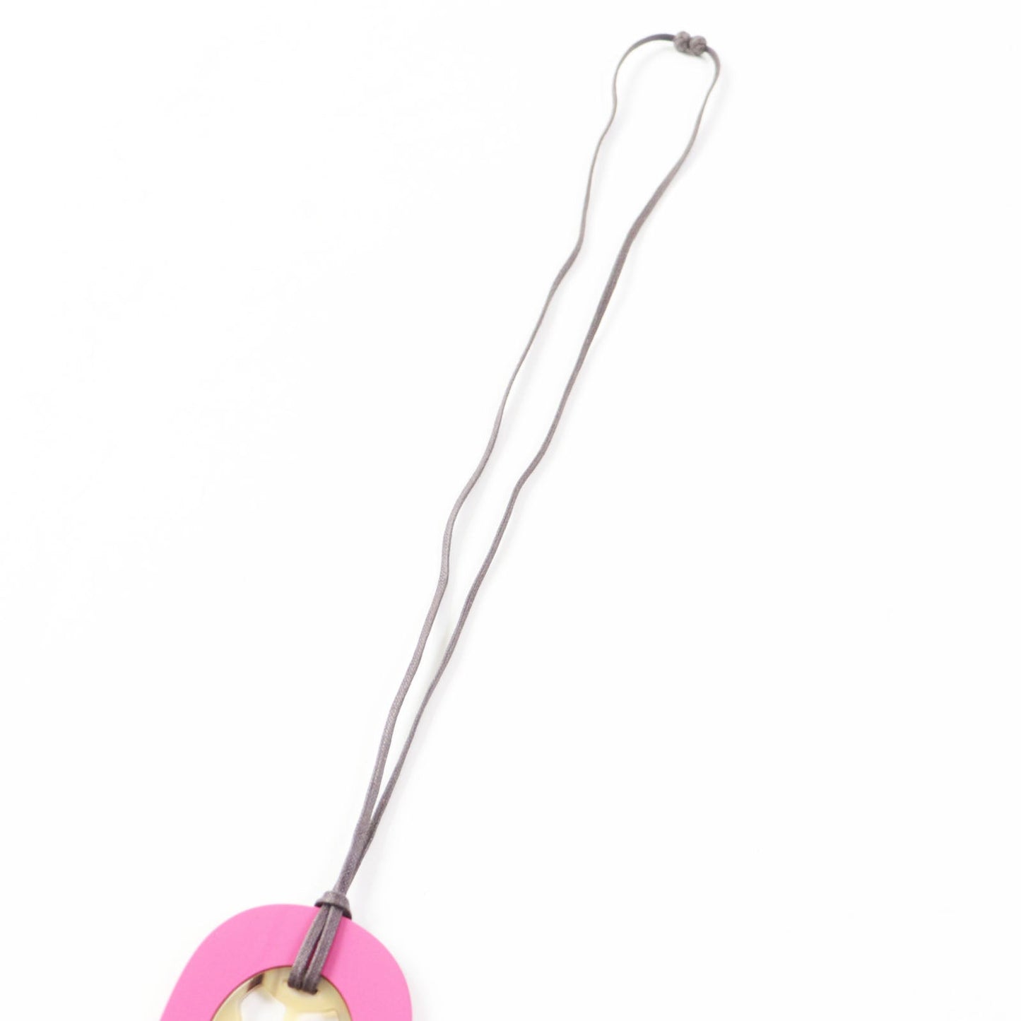 HERMES Necklace Buffalo Horn Lacquer Leather pink Lift GM