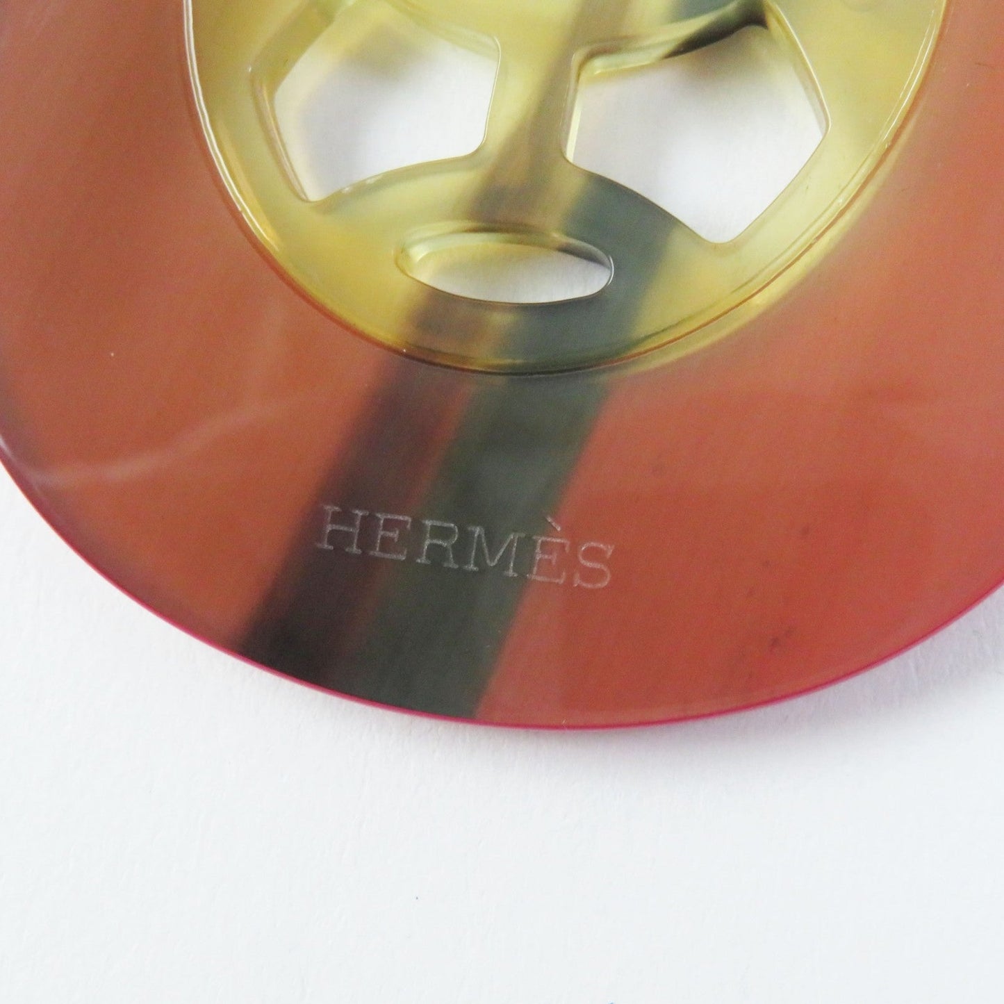 HERMES Necklace Buffalo Horn Lacquer Leather pink Lift GM