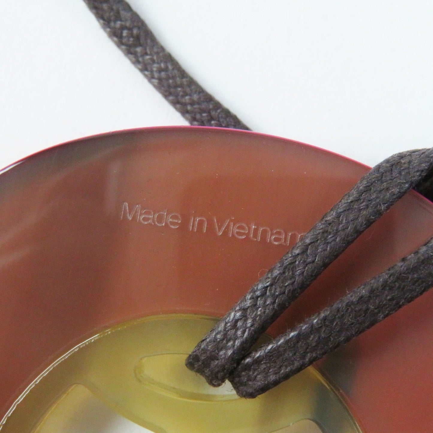 HERMES Necklace Buffalo Horn Lacquer Leather pink Lift GM