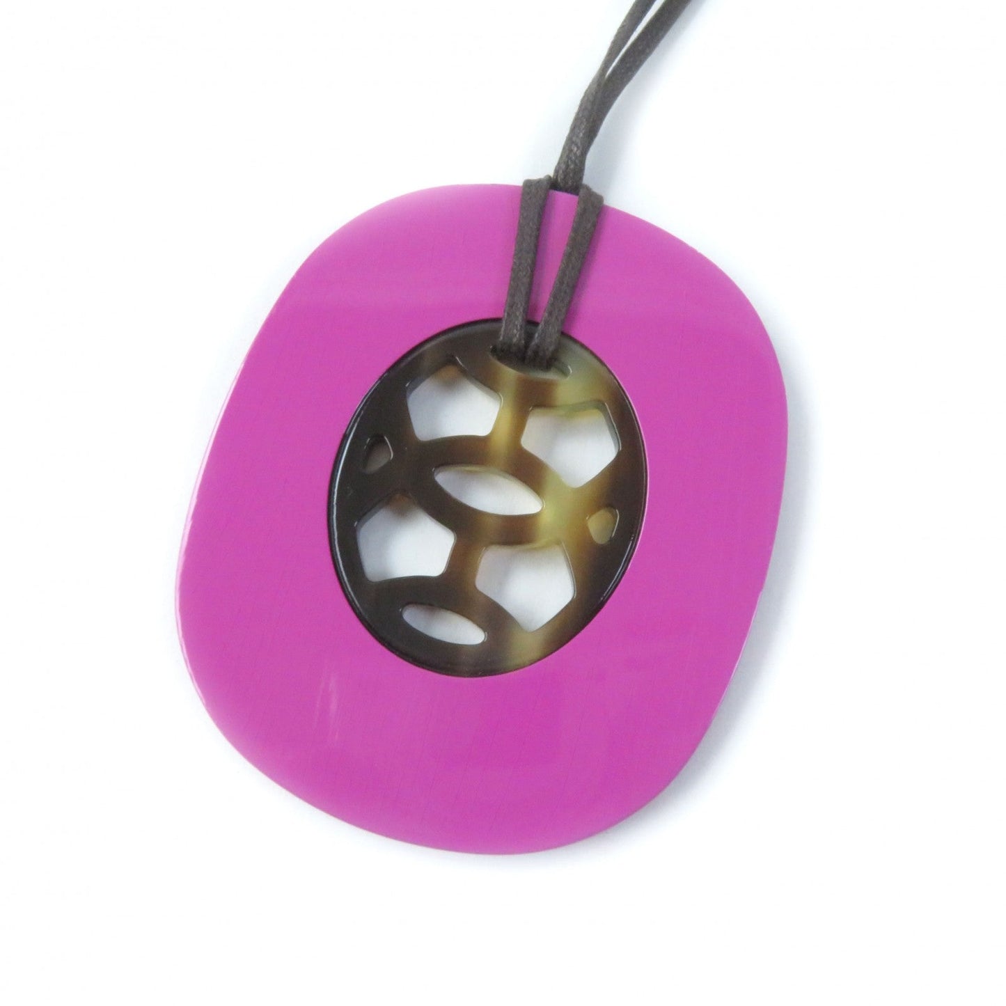 HERMES Necklace Buffalo horn Purple brown Lift GM