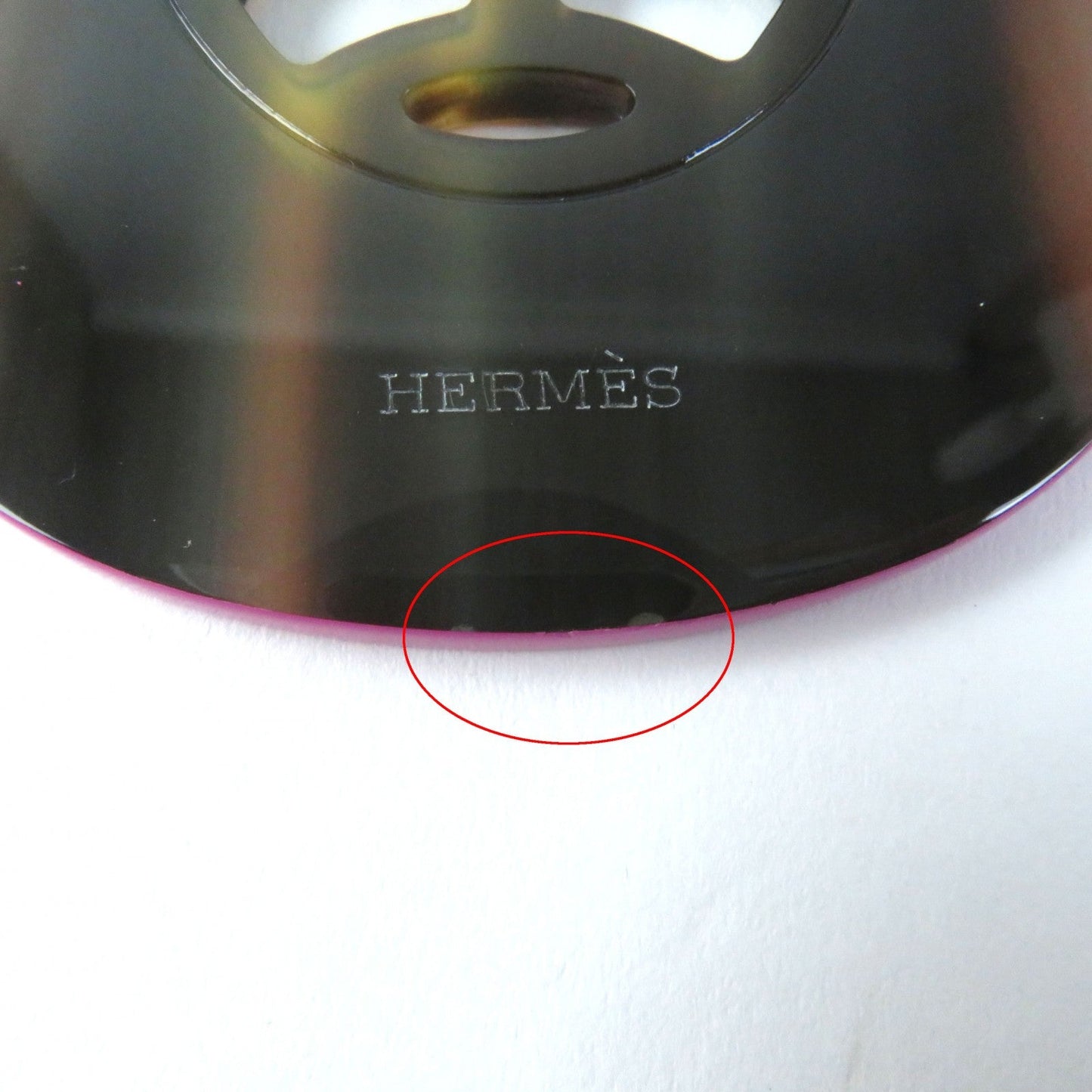 HERMES Necklace Buffalo horn Purple brown Lift GM