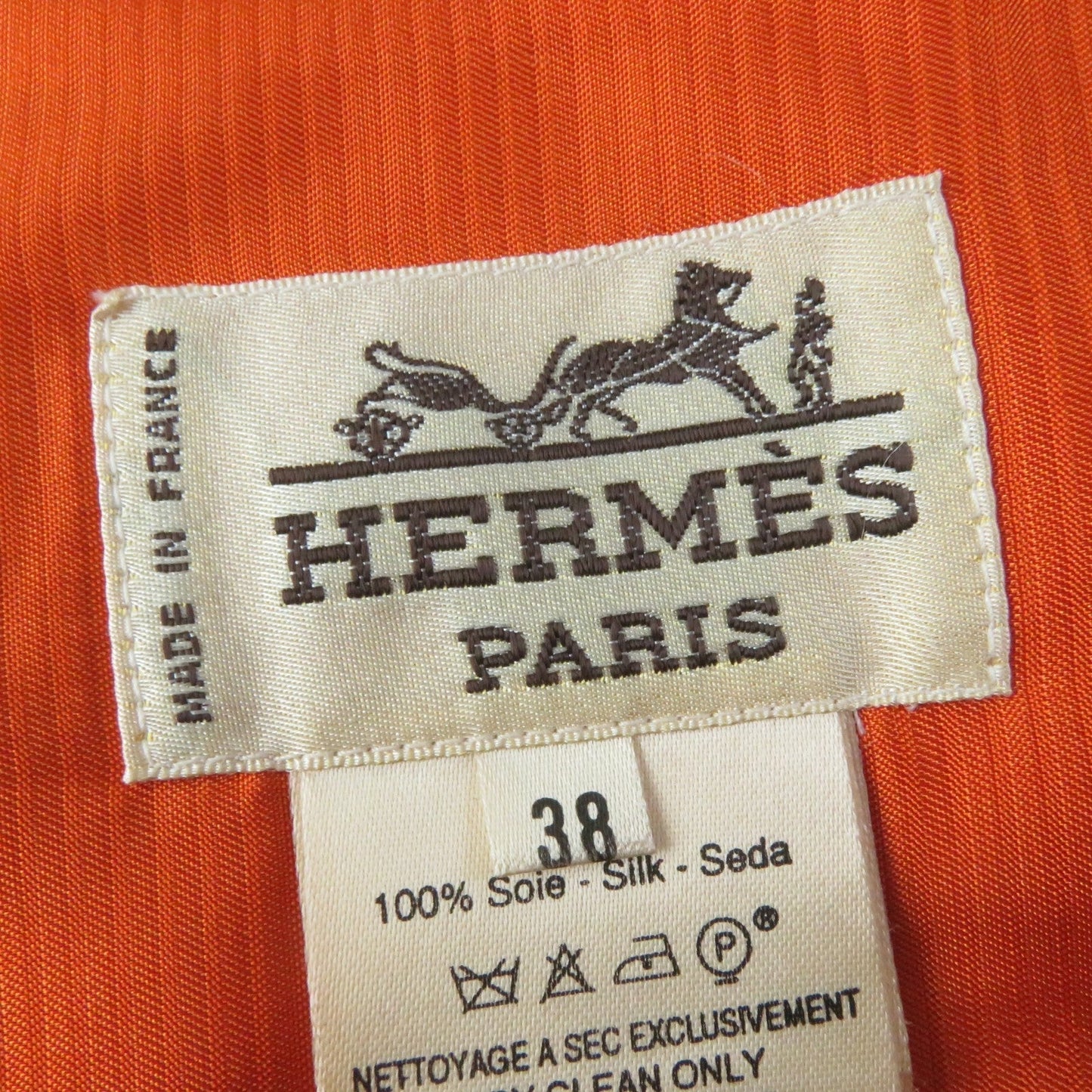 HERMES Best Main: 100% silk, Main: 100% acetate, Lining: 100% acetate Orange type CONCERTO Concerto Women 38 Used