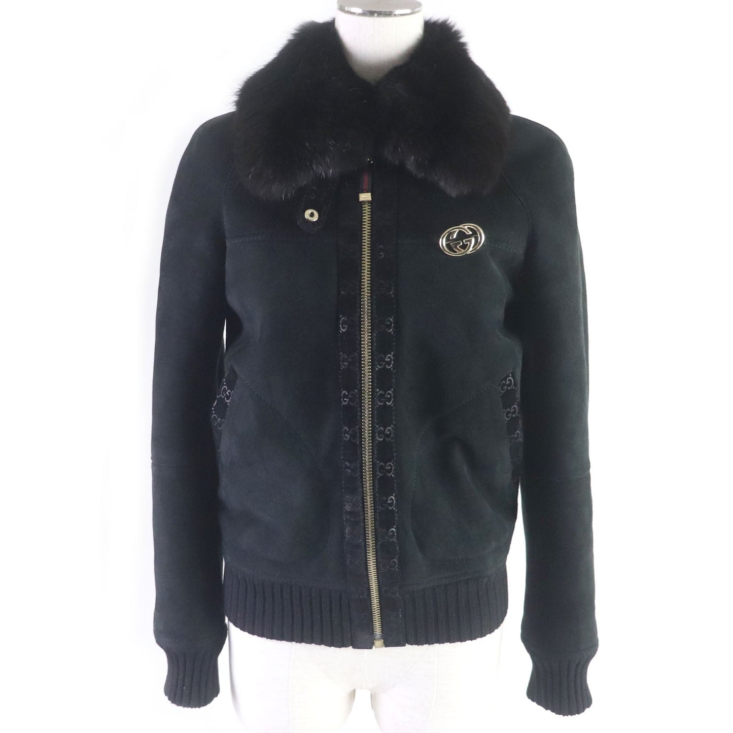 GUCCI Mouton jacket Main: Lamb leather, Fur: Fox, Part: 100% wool black Women 40 Used