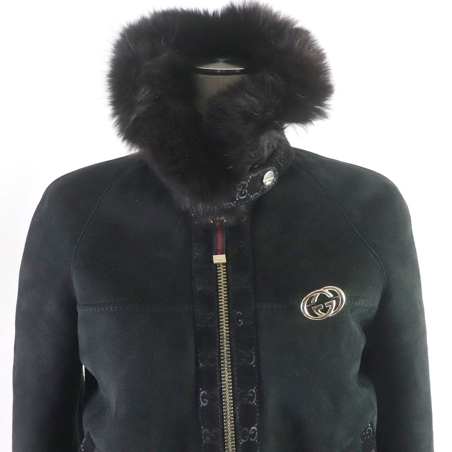 GUCCI Mouton jacket Main: Lamb leather, Fur: Fox, Part: 100% wool black Women 40 Used