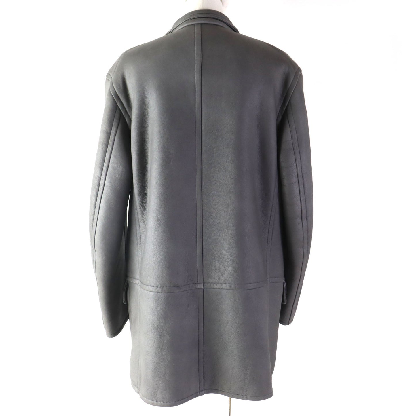 HERMES Mouton coat Main: Lamb leather gray Women 38 Used