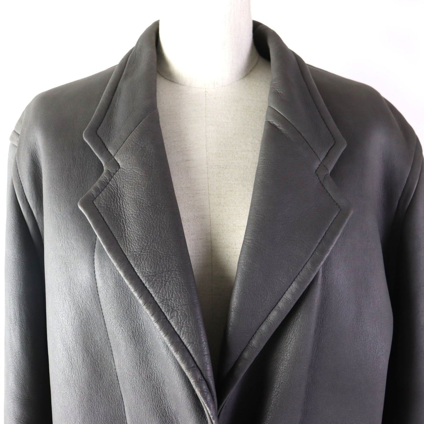 HERMES Mouton coat Main: Lamb leather gray Women 38 Used