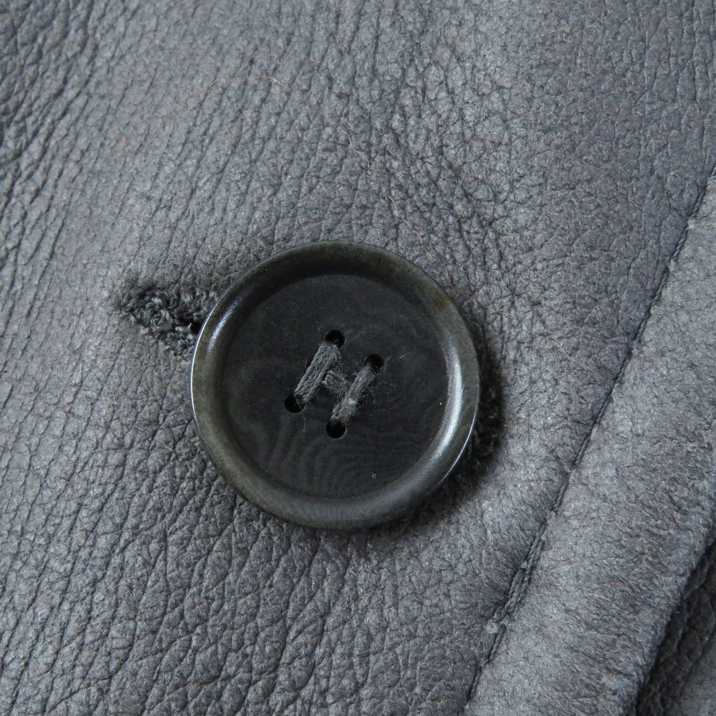 HERMES Mouton coat Main: Lamb leather gray Women 38 Used