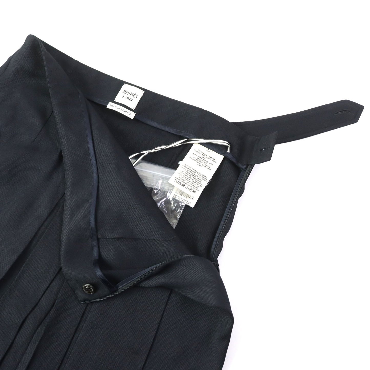 HERMES skirt 17-7300 Rayon Dark navy 38
