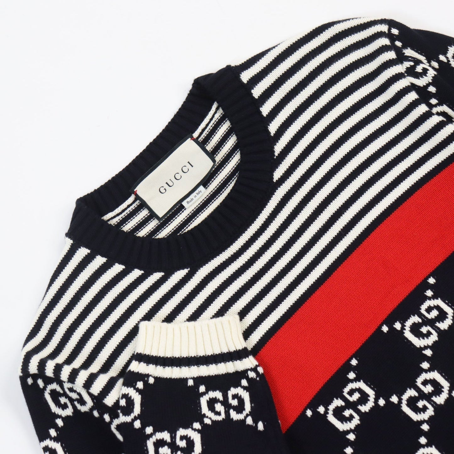 GUCCI sweater 496458 cotton Navy off-white M