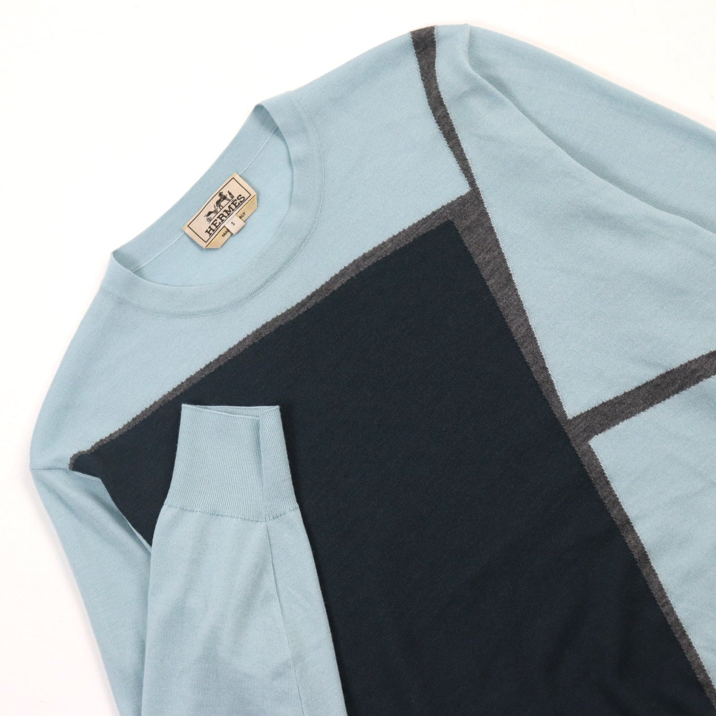 HERMES knit cashmere Blue type S