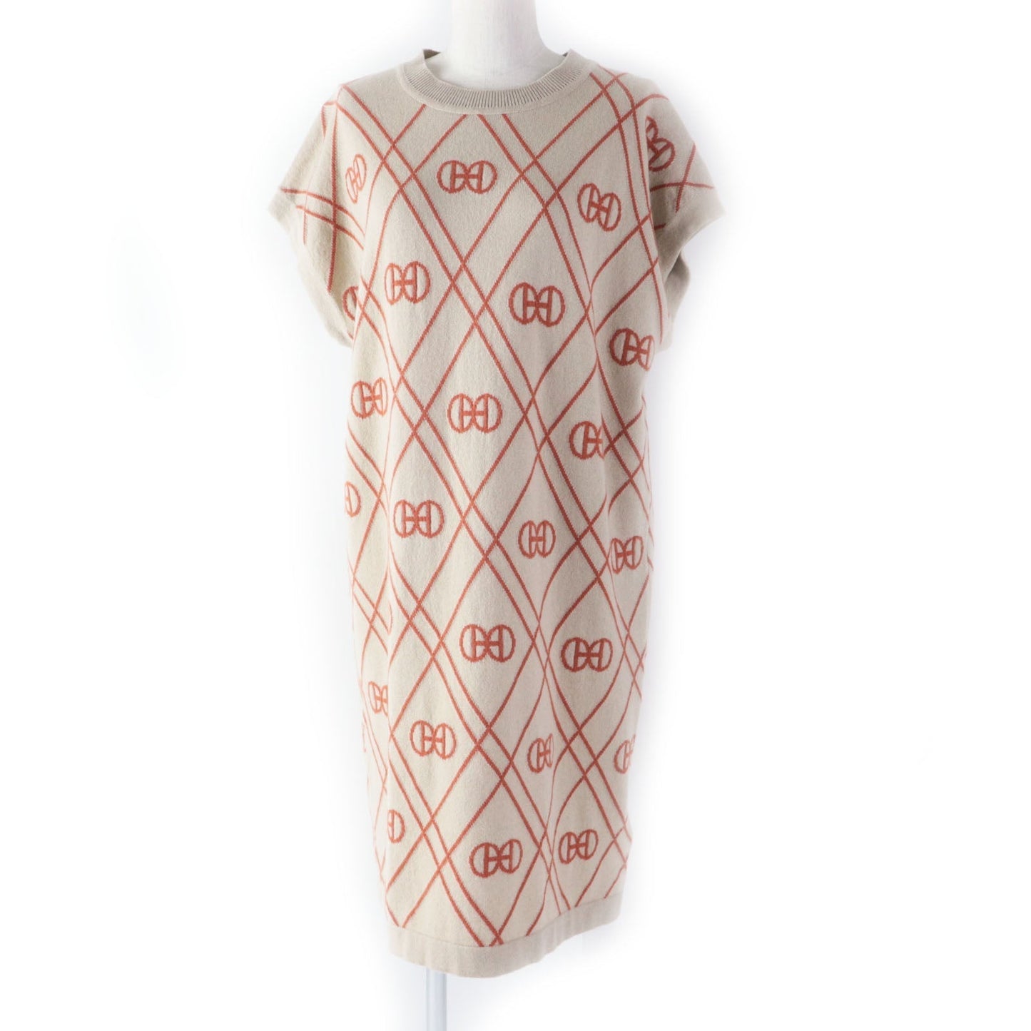 HERMES one piece cashmere Beige orange H Rond 42