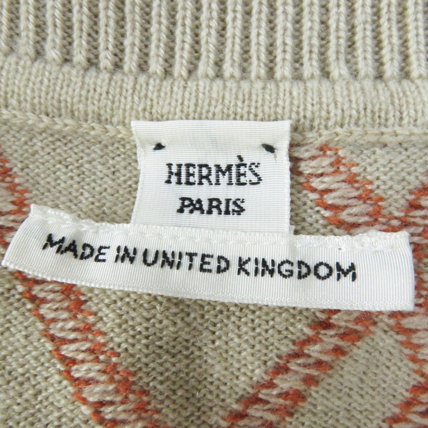 HERMES one piece cashmere Beige orange H Rond 42