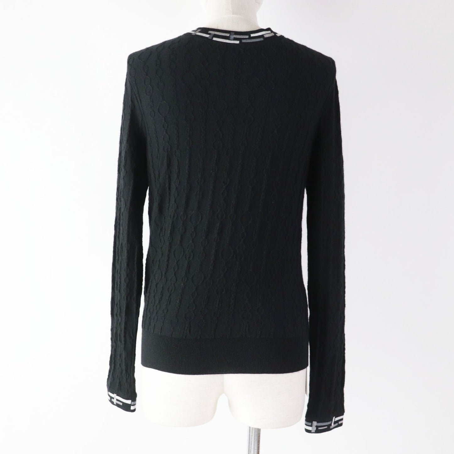 HERMES knit 3H2619DA cashmere black De Re Boucle 34