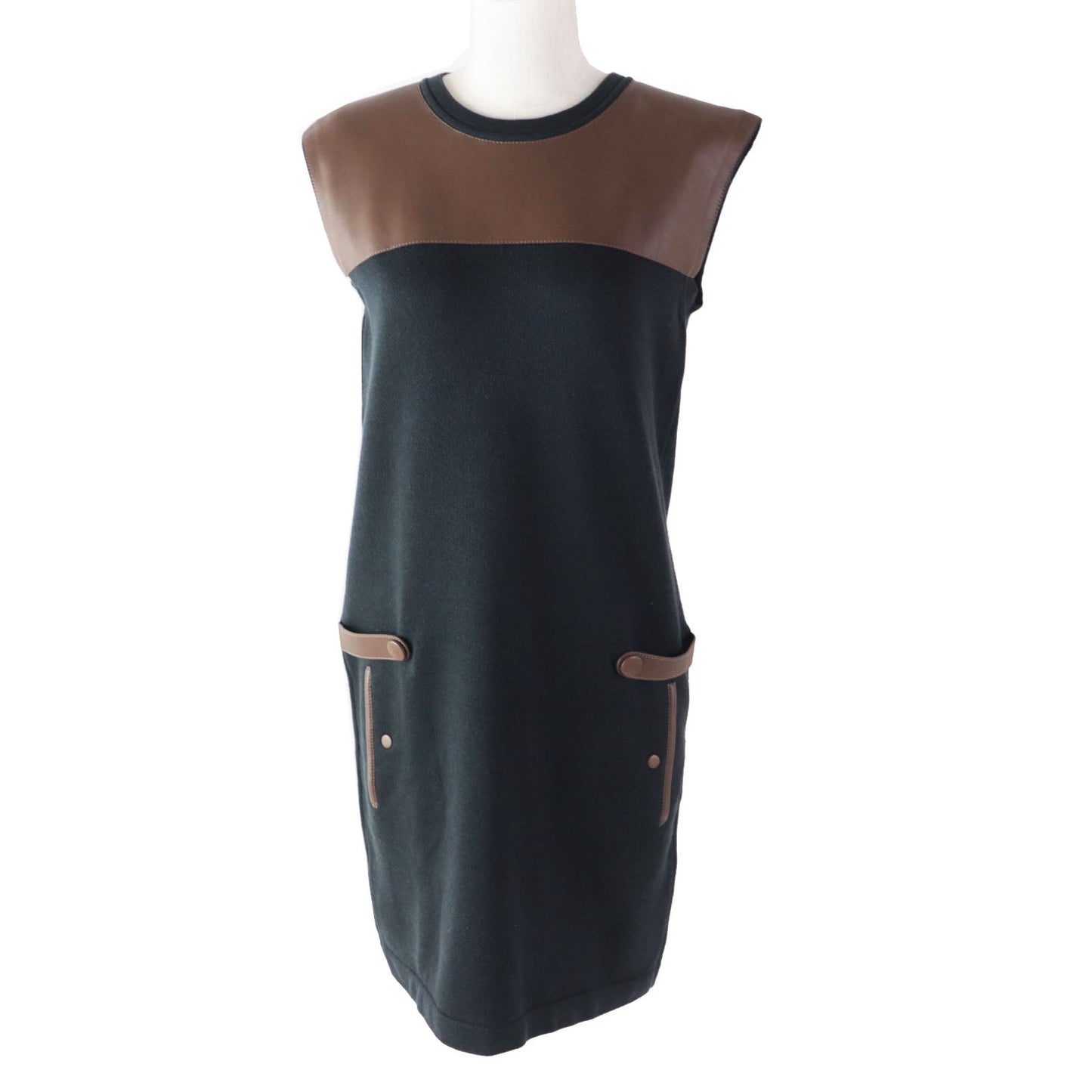 HERMES one piece cotton Black brown 34