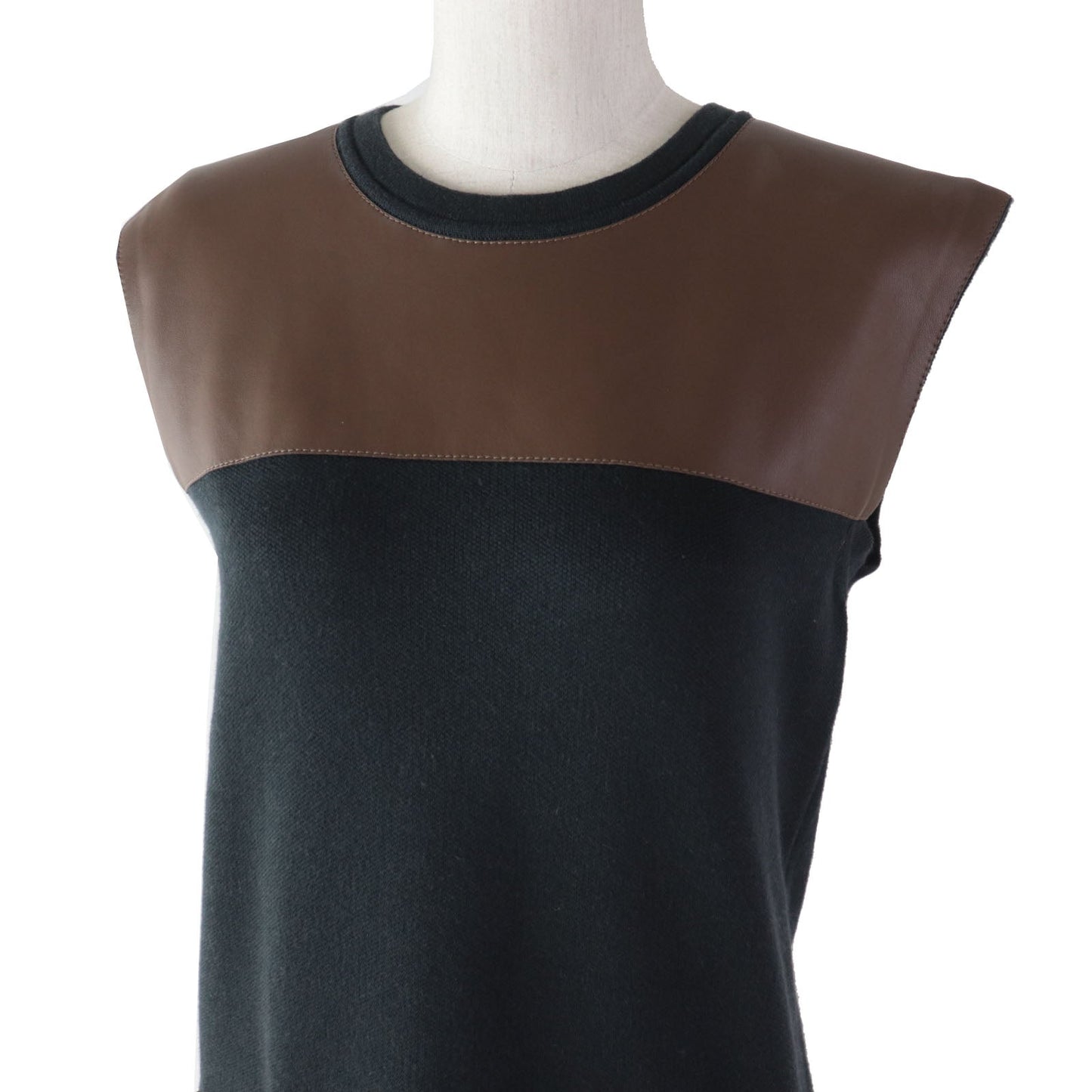 HERMES one piece cotton Black brown 34