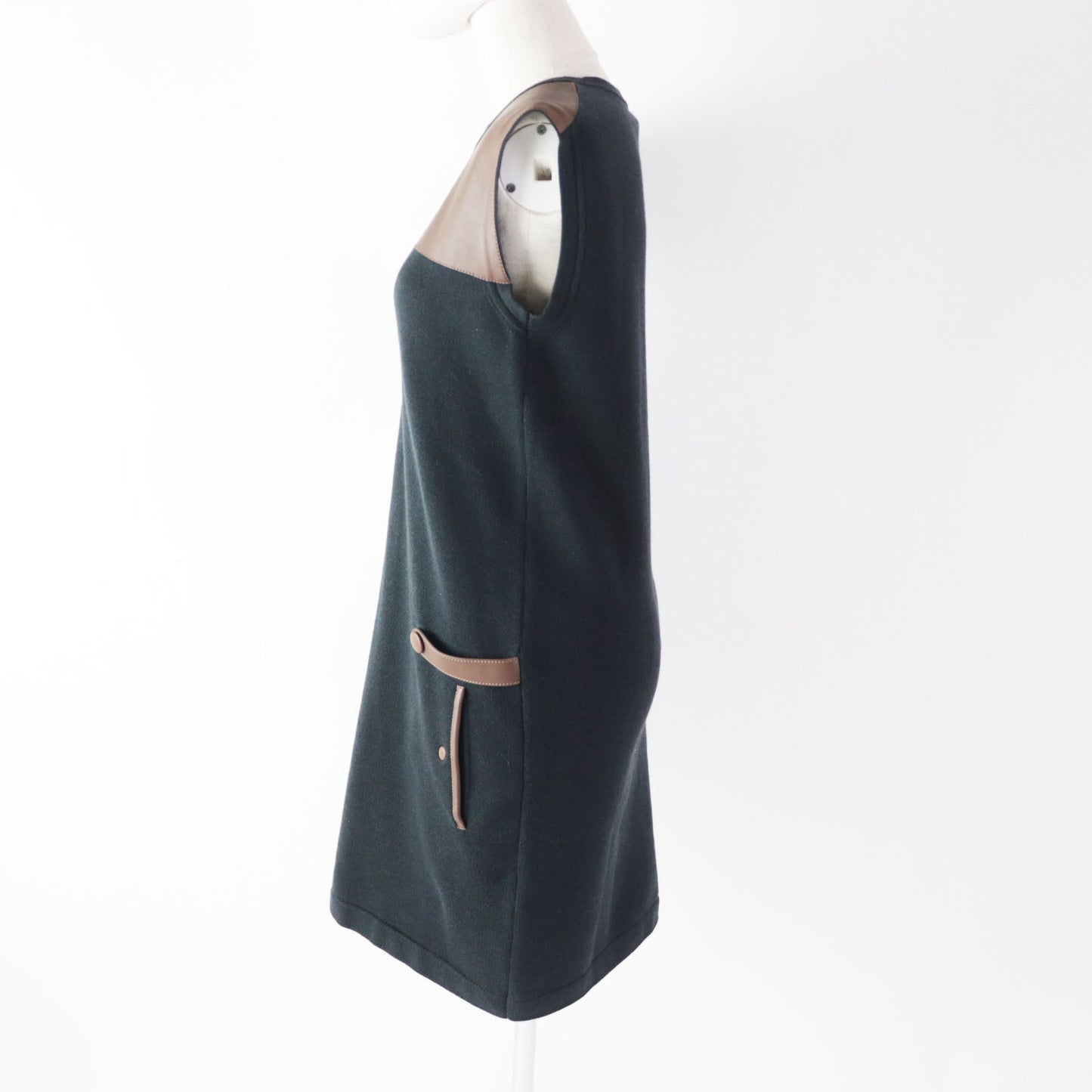 HERMES one piece cotton Black brown 34