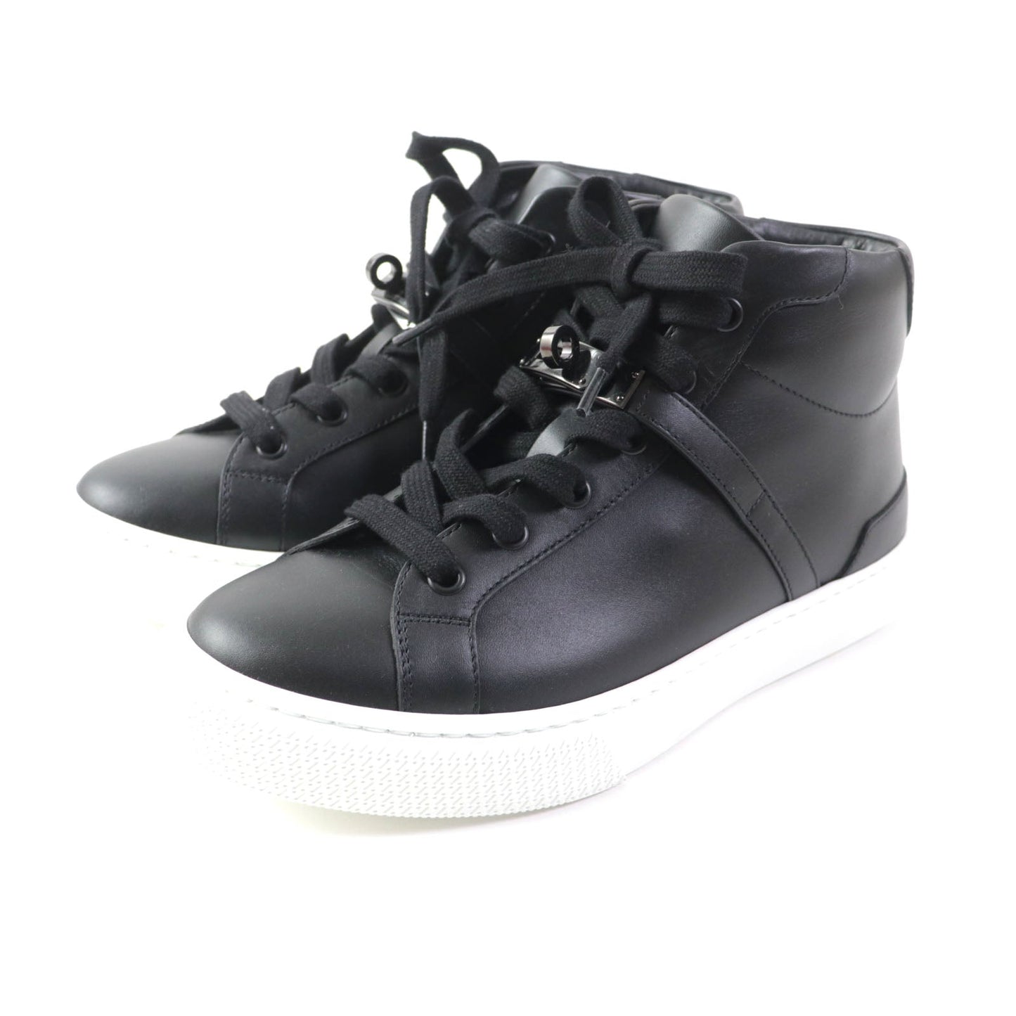HERMES High cut sneakers 222183Z Main: Leather black Women 37.5 Used