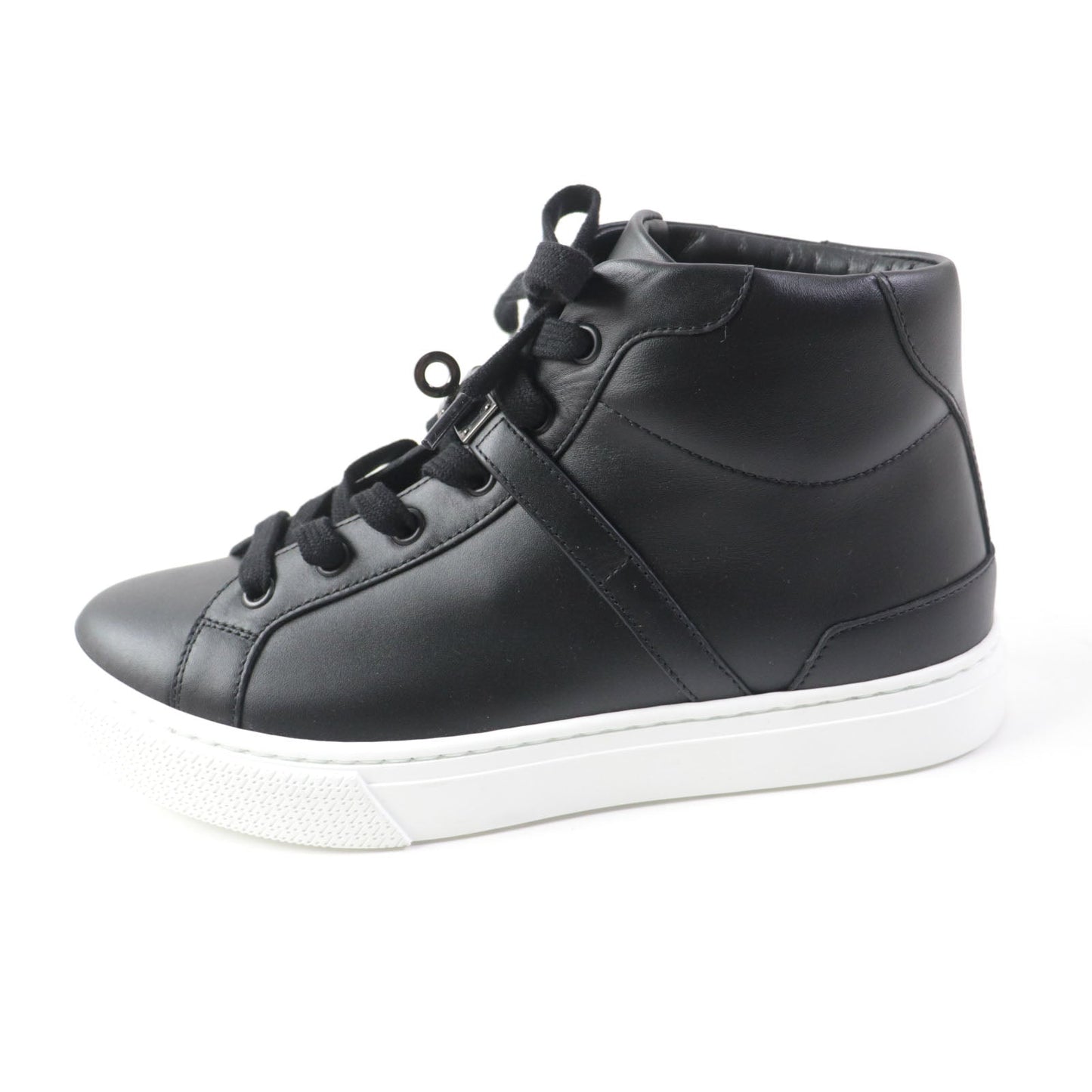 HERMES High cut sneakers 222183Z Main: Leather black Women 37.5 Used