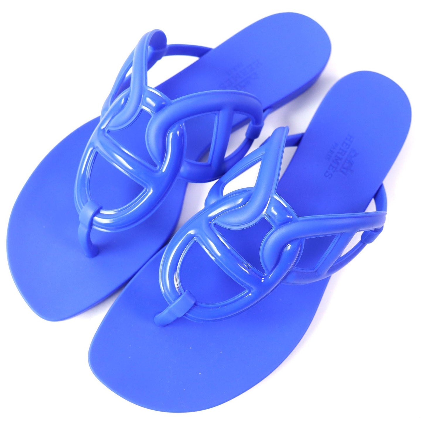 HERMES Sandals 221001Z rubber blue Egerie 36