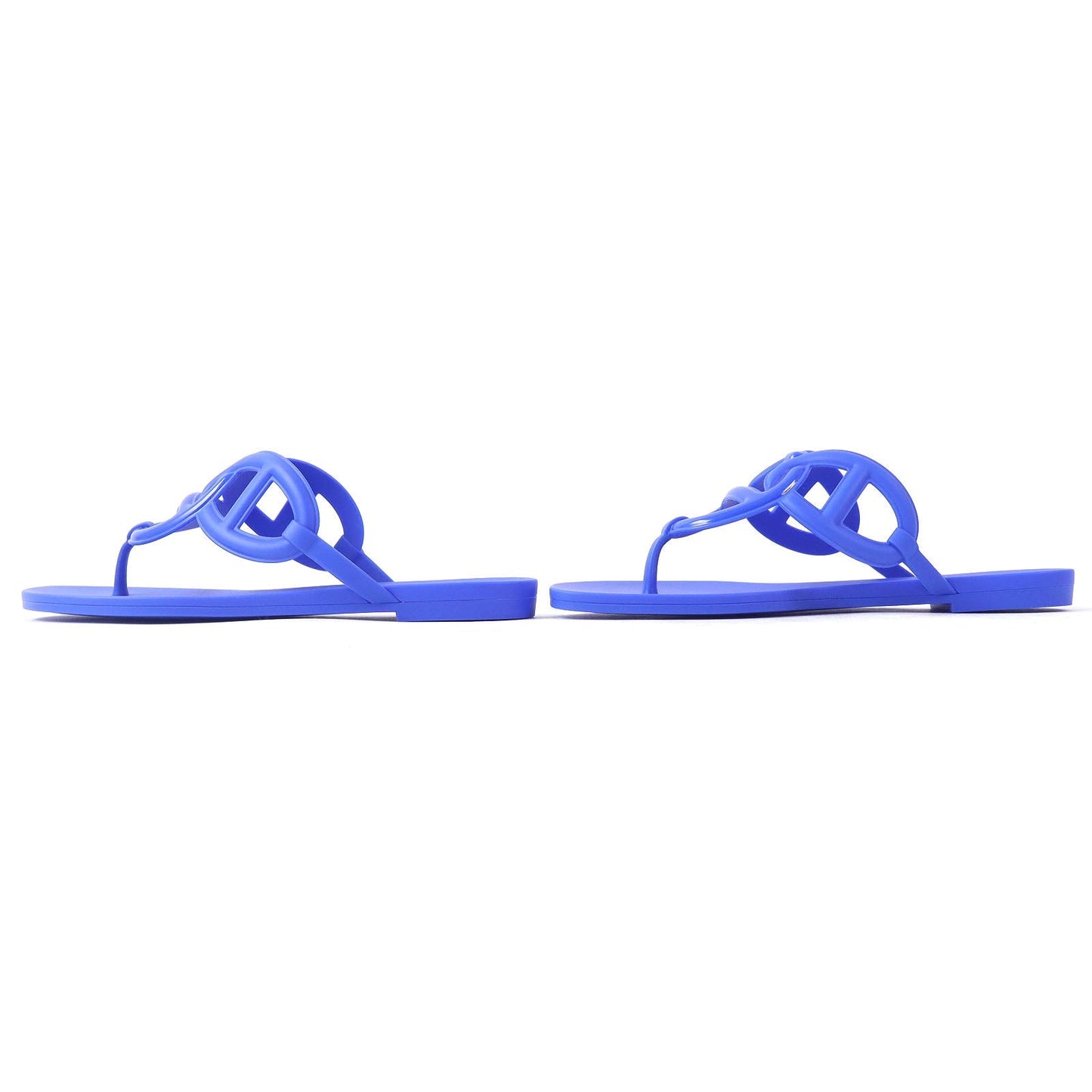HERMES Sandals 221001Z rubber blue Egerie 36